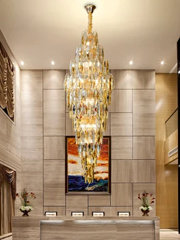 Луксозен, Модерен Дизайн Home Hotel Circle Crystal От неръждаема Стомана K9 Кристален Полилей, Висящ Лампа