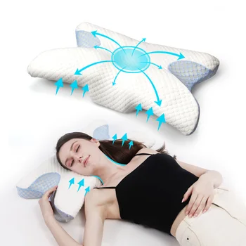 Възглавница за сън с ефект на паметта с бавен отскок, памук с нулев натиск, във формата на пеперуда, нова