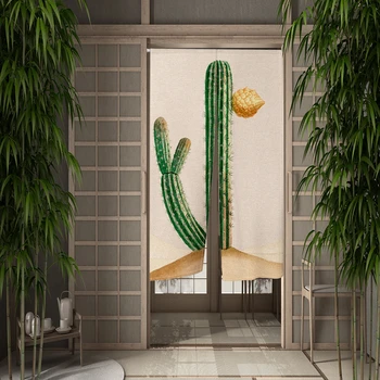 Вратата се завеса със зелен кактусом, Японската кухня врата завеса, стена, Пейзажные завеси, Покривка, декорация на входа, Висящи завеси