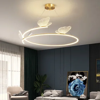 Минималистичен окачен лампа за дневна, модерен полилей-пеперуда, модерен, креативен окачен лампа за декорация на дома, през цялата led