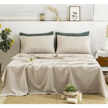 Спално бельо големи размери, 100% бельо чаршаф голям размер, комплект постиранных френски ленено чаршаф от 4 теми