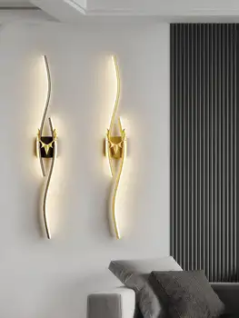 Nordic Hotel project deco Led монтиран на стената лампа в помещението с златисто-черна led лента, стенни аплици, осветителни спални, прикроватной нощни шкафчета, огледало в банята