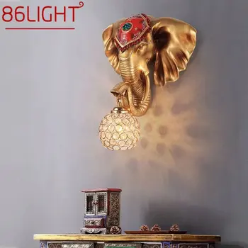 86LIGHT Модерните стенни лампи във формата на слон, творческа Европейското аплици от смола за домашен интериор дневна