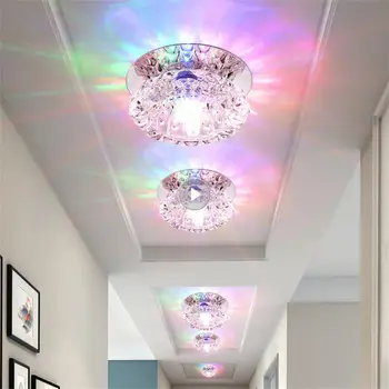 Затъмняване на светлината в коридора, високо качество на домашен стенен монтаж на таван осветление 3 W /5 W Кристални плафониери Огледало от неръждаема стомана, 3 цвята