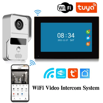 SASHA 1080P 10-Инчов 7-Цветен Сензорен Екран, Безжичен Wifi видео домофон Smart APP Home Интерком Комплект за Системи за Контрол на Достъп за RFID