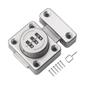 Механично заключване на шкаф без ключ и брава бутам кутия, код капаче за шкафа (сребрист)