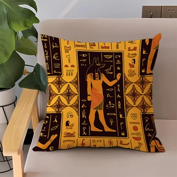 Египетски Фараон Йероглифи Къси Плюшени Калъфки 40x40 Възглавница С Двустранен Печат мека мебел Калъфка Възглавнички